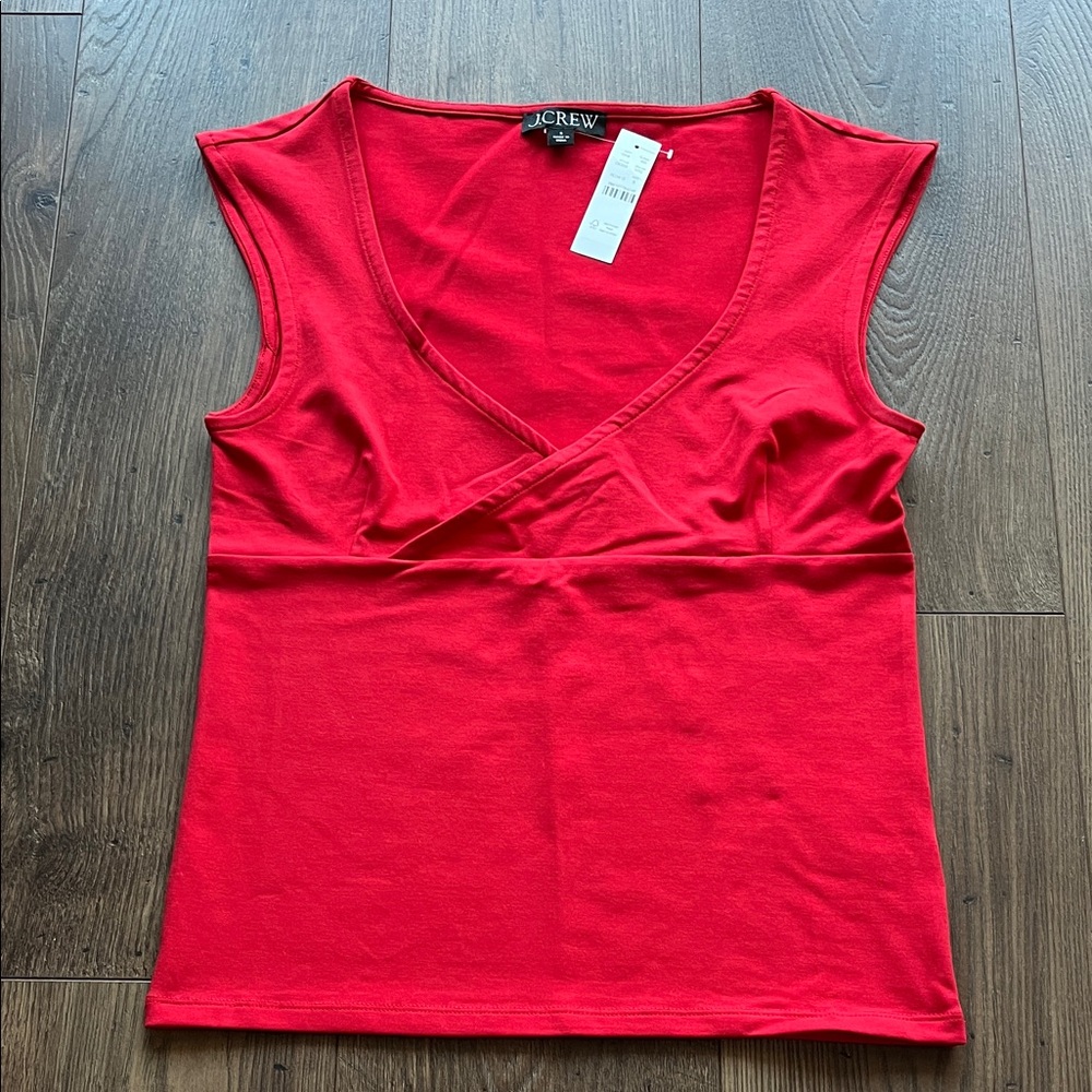 NEW J. Crew Stretch Cotton Cap Sleeve Crossover Top